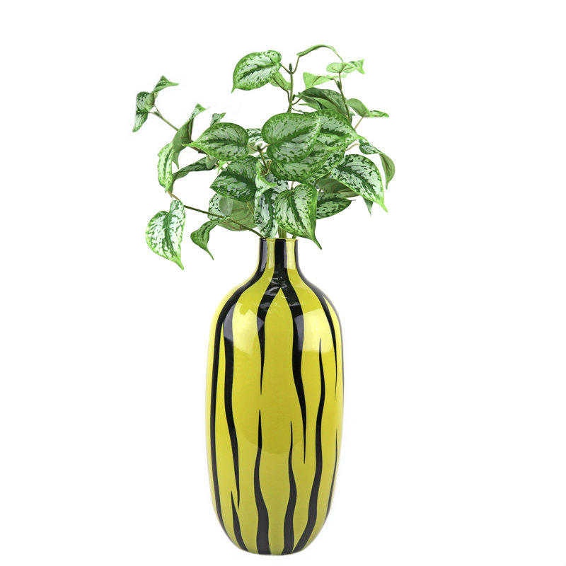 Zebra Handmade Glass Table Vase, 19.5" H x 8" W x 8" D