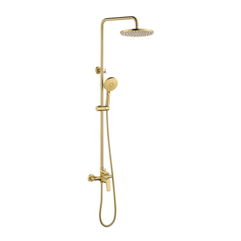 10 Inch Exposed Pipe Shower System With Hand Shower Single Handle Shower Faucet Set Brass Shower Trim Kit With Slide Bar