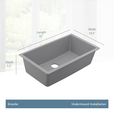 Host 33-Inch Wide x 9.5-Inch Deep Undermount Granite Single Bowl Kitchen Sink