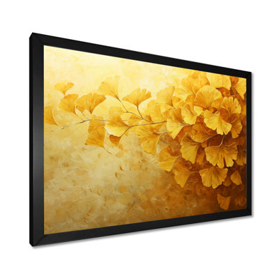 Clarcie Golden Ginkgo Leaves Harmony II - feuilles, art mural pour le salon