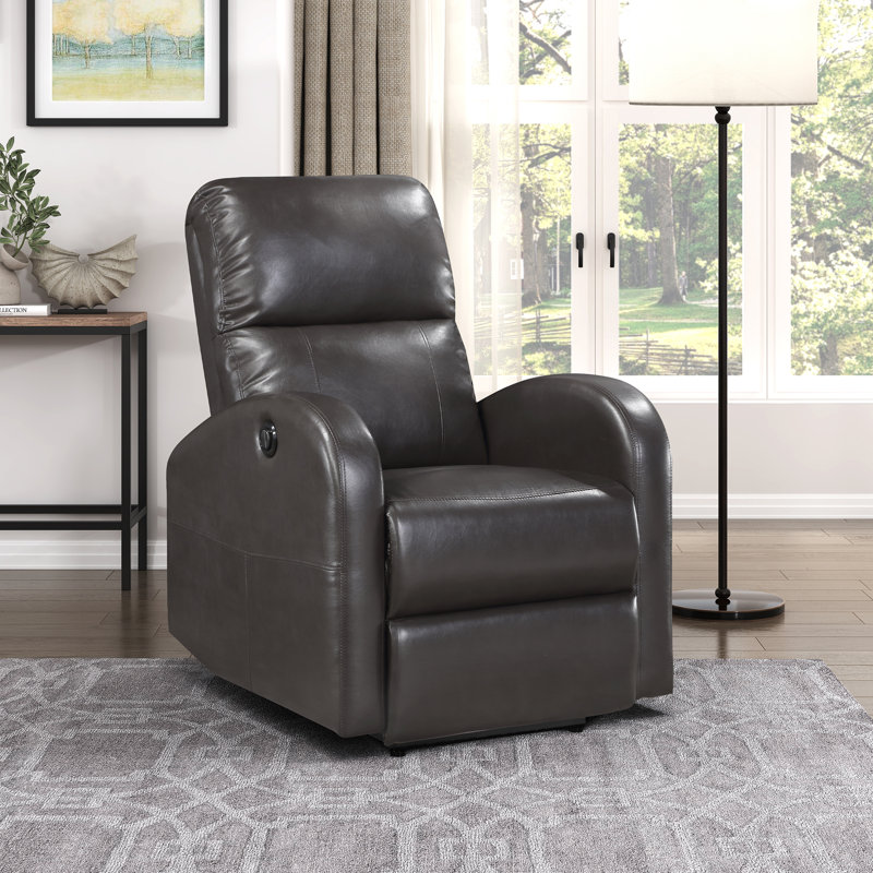 Tabish 29.5" Modern & Contemporary Faux Leather Power Reclining Chair with One-Touch Power Control & Adjustable Positions