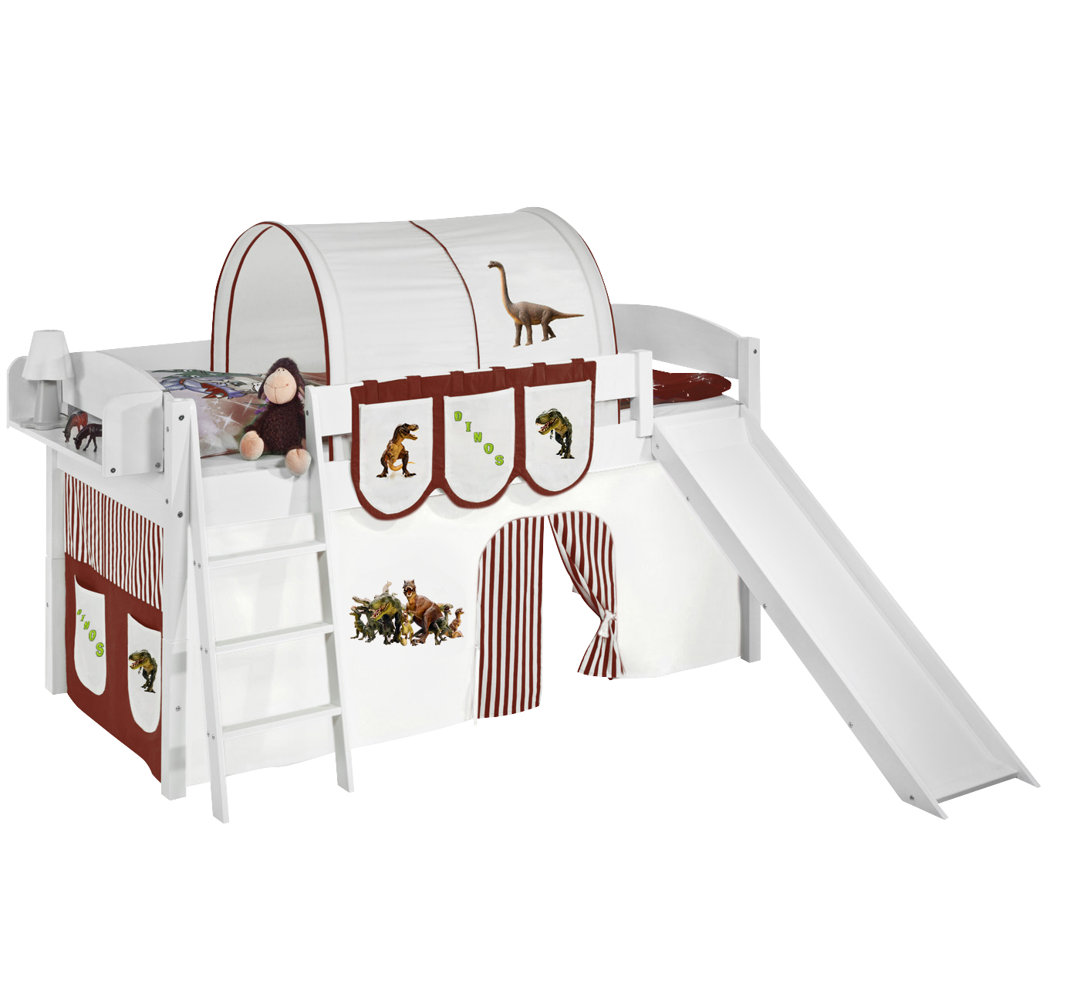 Dinos European Single (90 x 200cm) Mid Sleeper Bed with Curtain