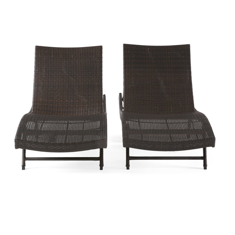 Pe Chaise Lounge - No Assembly, 79.23" Deep, 600Lb Capacity, Brown Multi 2Pcs Outdoor Lounges Deep X 14.93",