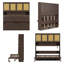 Lit escamotable simple peu encombrant avec portes en rotin et lumières USB / DEL intégrées - Lit mural pliable avec armoire de rangement et espace de travail-1665510005