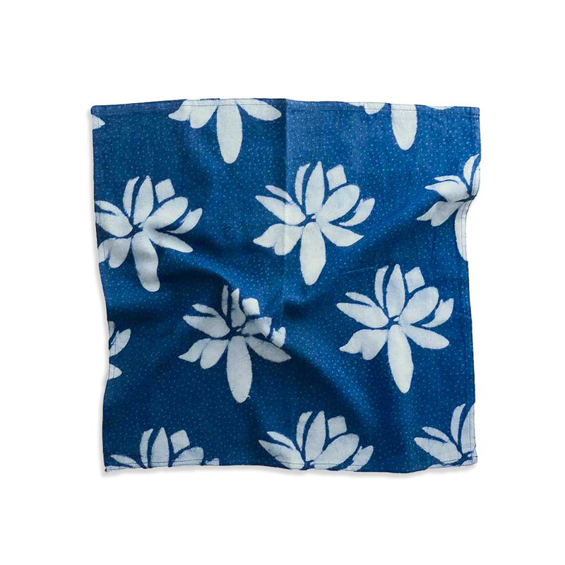 Hand Block Printed Blue Lotus Napkin