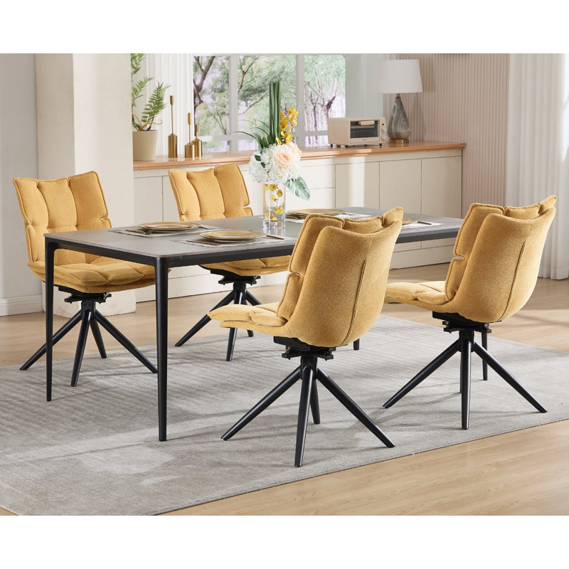 Charies Upholstered Dining Chair, Yellow, Yellow