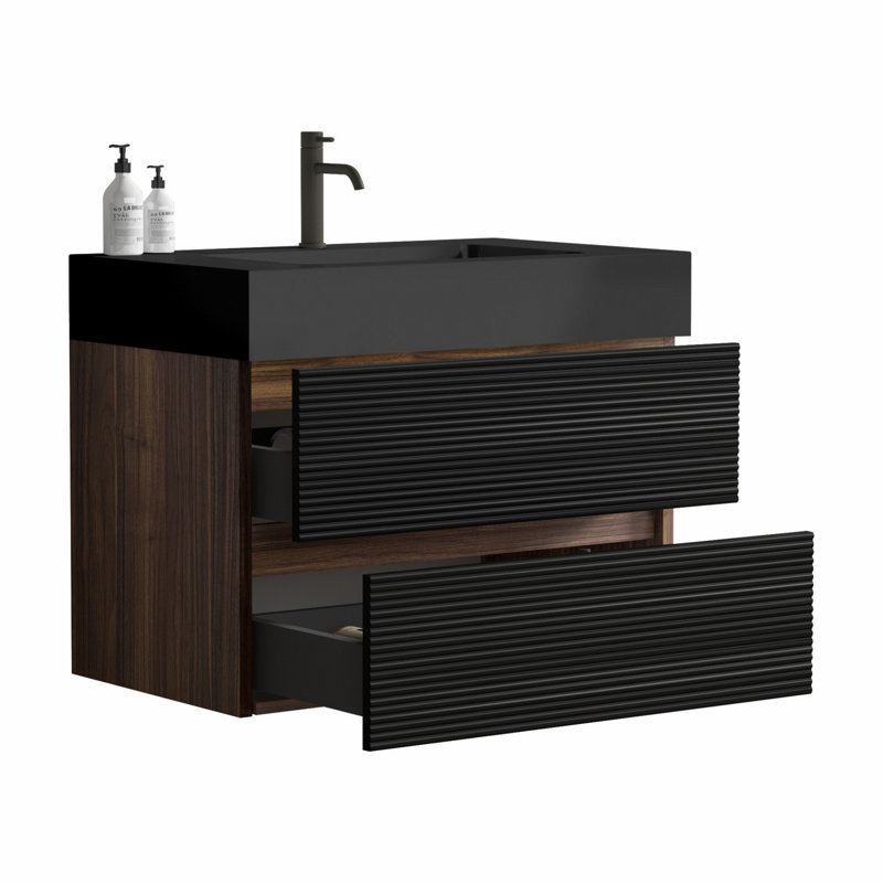 Meuble-lavabo mural avec tiroirs, meuble-lavabo flottant pour salle de bain