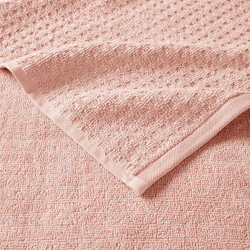Cotton Waffle Jacquard Antimicrobial Bath Towel 6 Piece Set, Pink