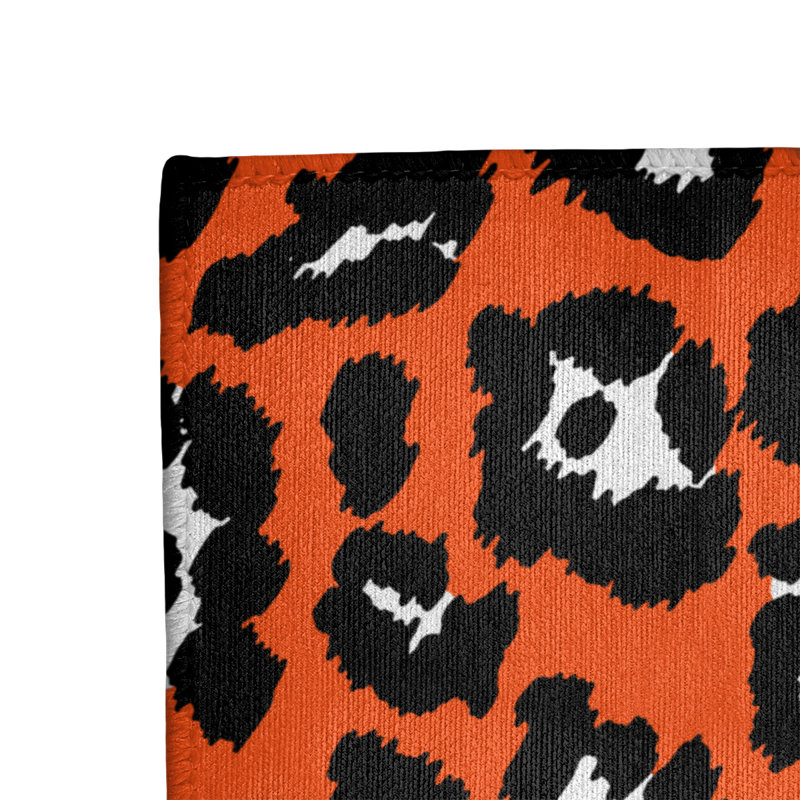Orange imprimé animal/noir/Tapis décoratif blanc, Rectangle 2 pi x 3 pi