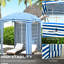 Parasol d'extérieur à volants - Rayures bleues et blanches, 5,9 pi x 5,9 pi, portable, évents, sacs de sable, tente de plage portative avec abat-jour,