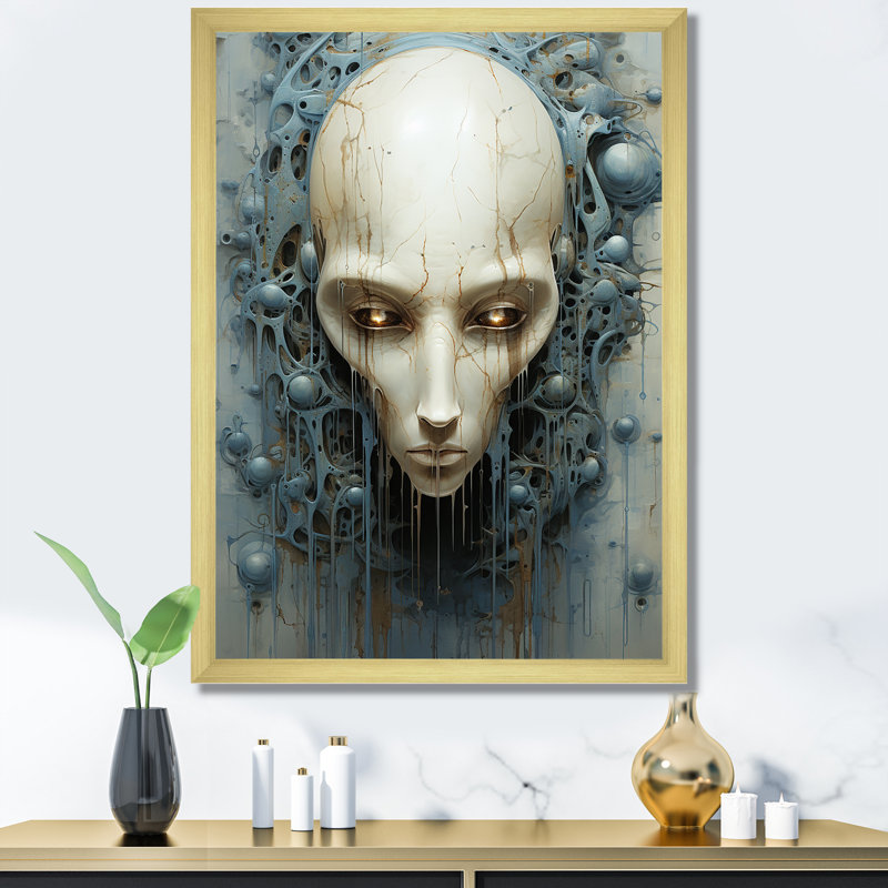 Minimalisme Aliens Skull II - décoration murale Aliens, H 20 po x l 12 po x P 1 po, Cadre photo doré simple