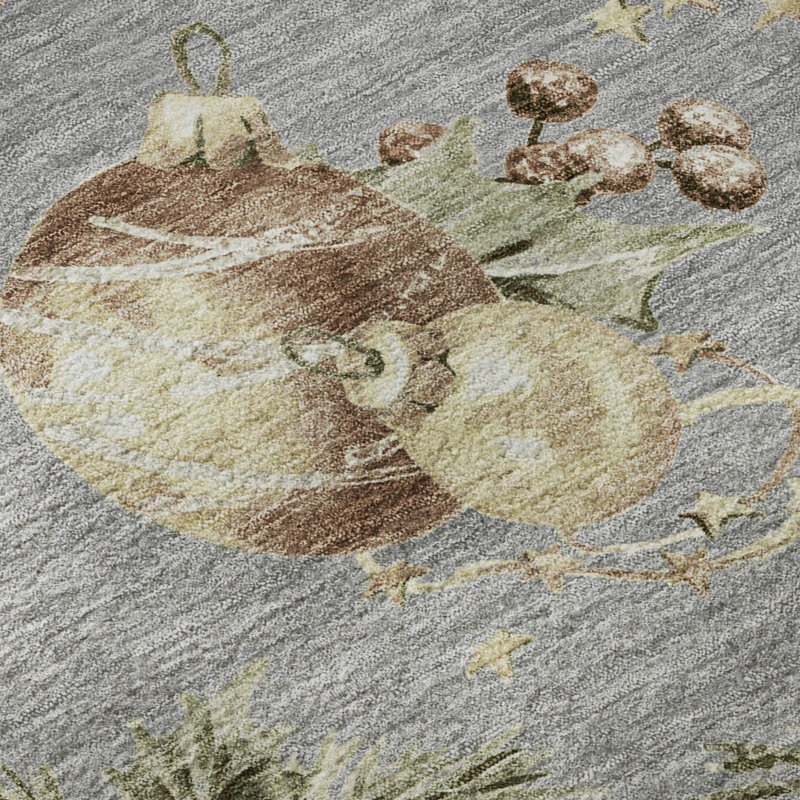 Premium Machine Washable Ingrassellino AMF1828 Christmas Balls Rug, Rectangle 2'6" x 3'10"