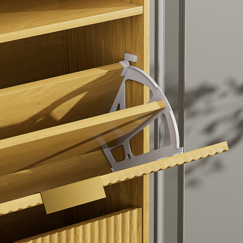 30 Pair Entryway Shoe Storage Cabinet With 3 Flip Drawers, Natural, 54.4" H x 31.6" W x 9.6" D