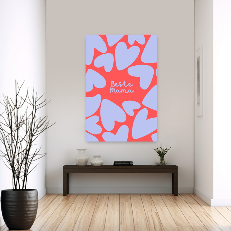 Best Mama Hearts Colorful Contemporary Wall Art Print by Ohkimiko - Wrapped Canvas Print, 152.4cm H x 101.6cm W