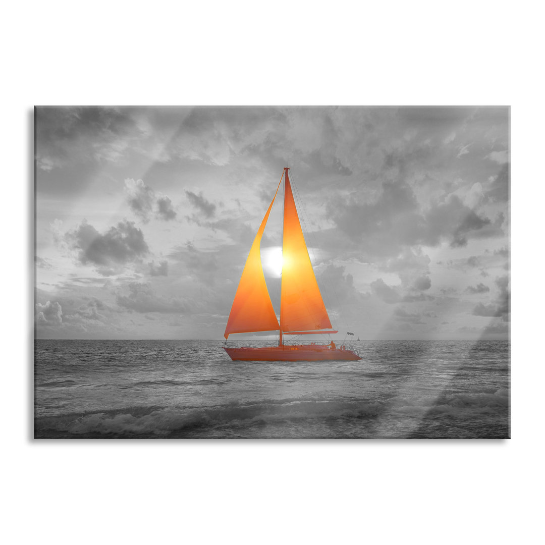 Glasbild Segelboot Nahgelegen r Küste | 2 Orange LFy11715