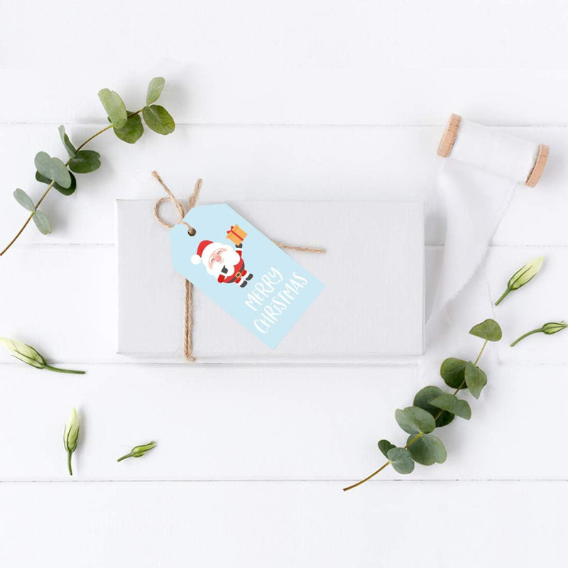  Paquet de 60 étiquettes de cadeau de Noël «Merry Christmas Classic Santa Design»