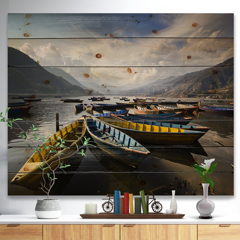 « pokhara lakeside bateau », photographie, H 36 po x l 46 po x P 1,5 po, Bois