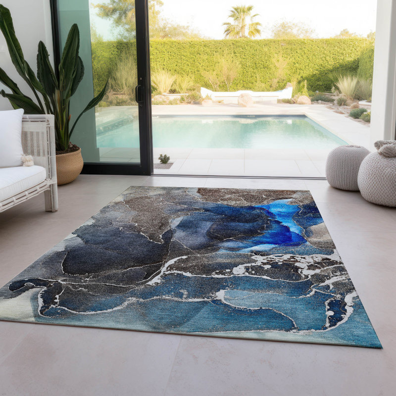 Kyrie Washable Abstract Indoor / Outdoor Rug, Rectangle 10' x 14'