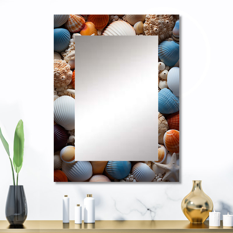 Beach Photo Seashell Symphony VI - Teal Wall Mirror Decor, 32" x 24"