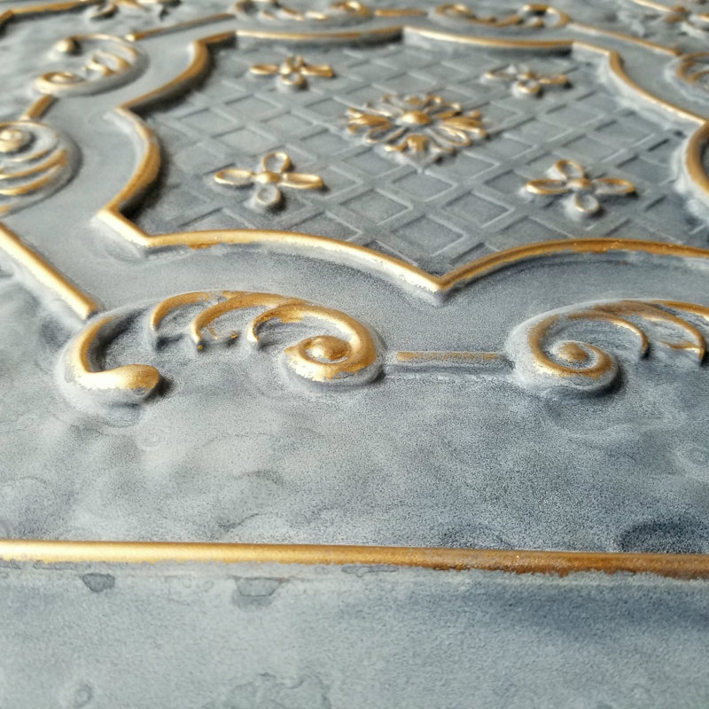 Paire de tuiles de plafond en PVC, encastrées, en or fumé, paquet de 10 (40 pieds carrés)