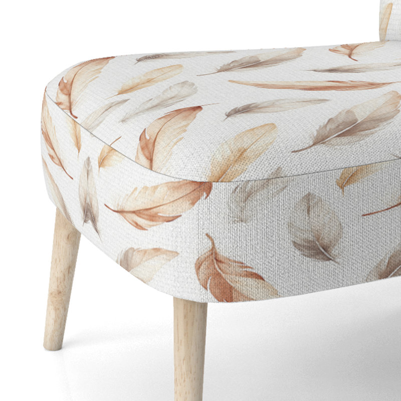 Chaise rembourrée Floral - chaise d'appoint brun plumes boho, Chaise d'appoint sans accoudoirs