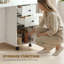 Foldable Dining Table, Drop Leaf Table on Wheels, Marble White