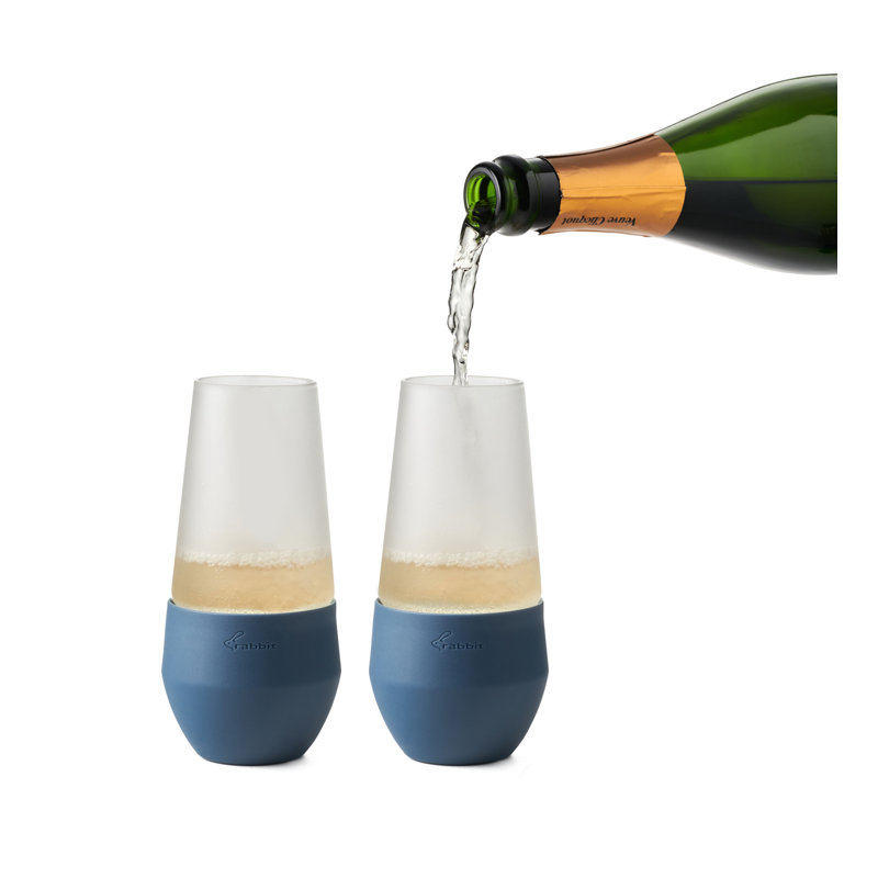 Rabbit Freezable 12 oz. Champagne Flutes, Blue