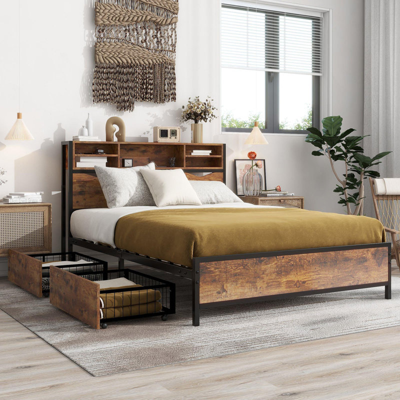Yasira Metal Storage Bed, Queen