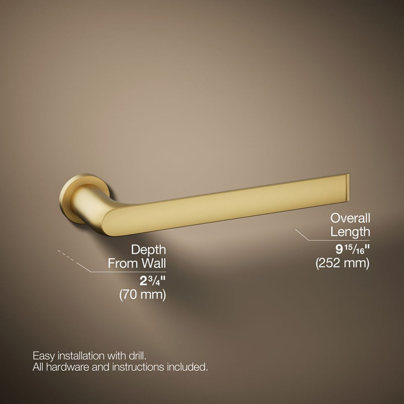 Avid Towel Arm, Vibrant Brushed Moderne Brass
