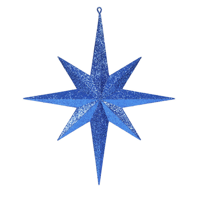 Ornement étoile de Bethléem scintillant, H 15,75 po x l 15,75 po x P 3 po, Bleu