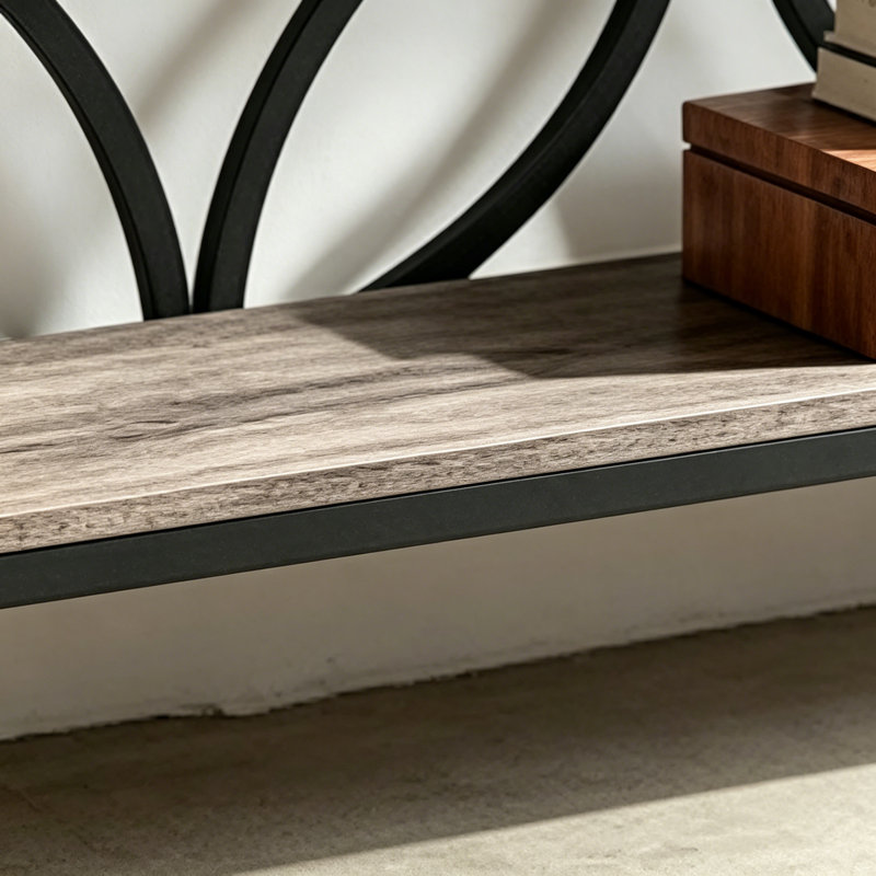 Coffee Table,2-Tier Console Table,Modern Sofa Table, Gray/Black