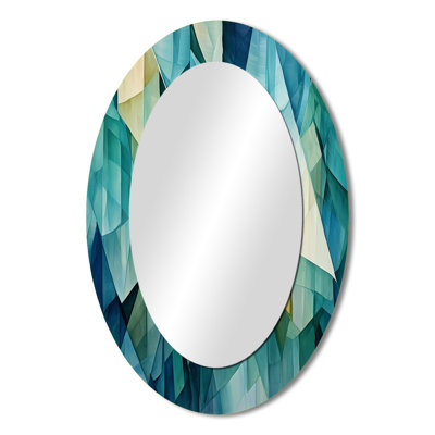 Teal Tessellations - Large Oval Wall Mirror On Metal