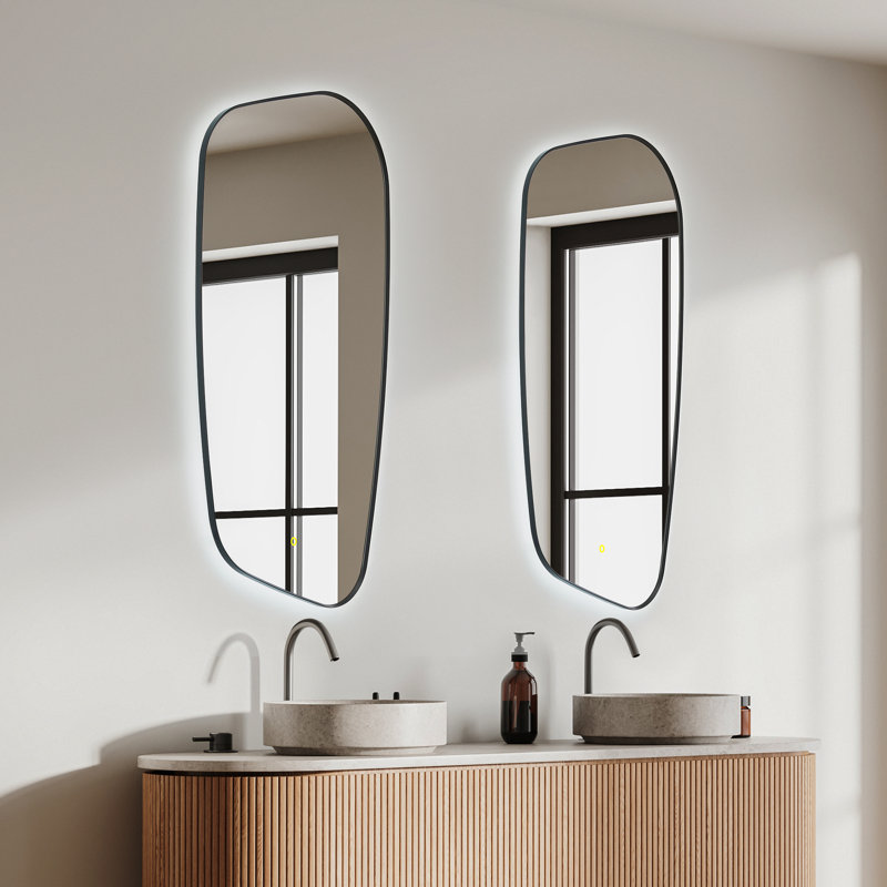 Miroir de salle de bain Cheyne, Noir mat
