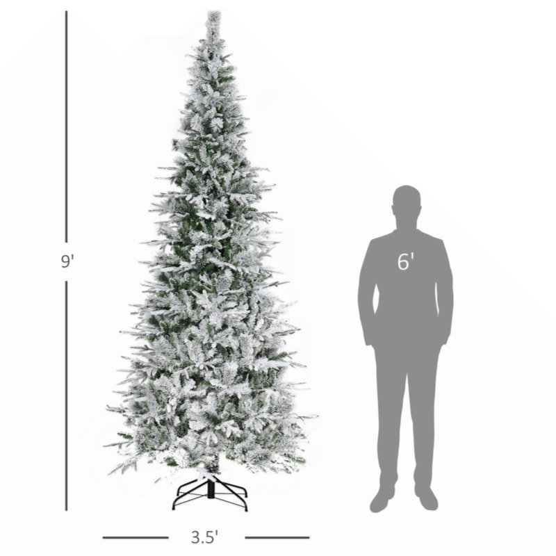 Arbre de Noël artificiel pin enneigé 9 pi avec branches réalistes et 1159 pointes