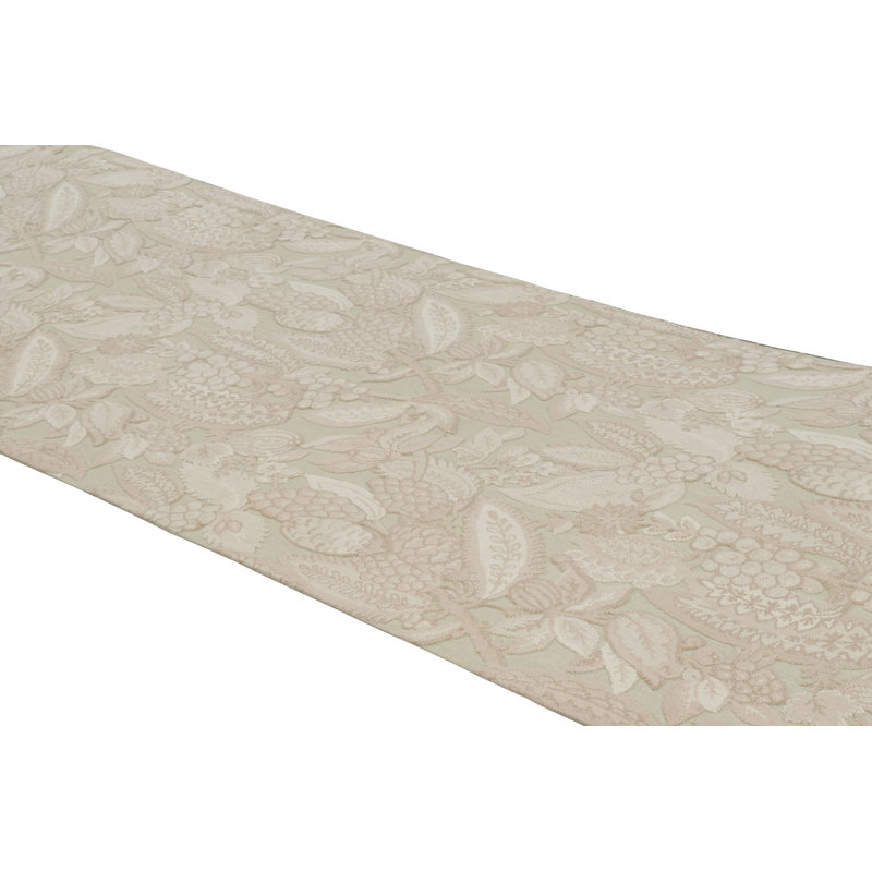 Rug & Kilim’S Tudor Style Extra-Long Runner Rug In Cream With Floral Patterns