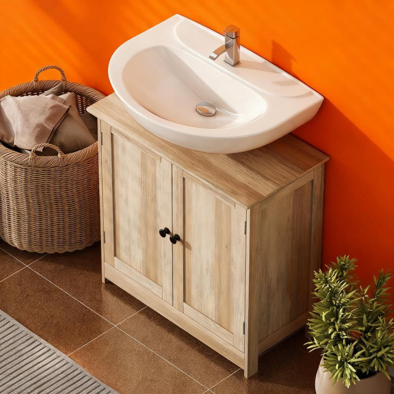 Space-saving Bathroom Storage Cabinet, Mdf Wood, Modern Gray Oak Finish