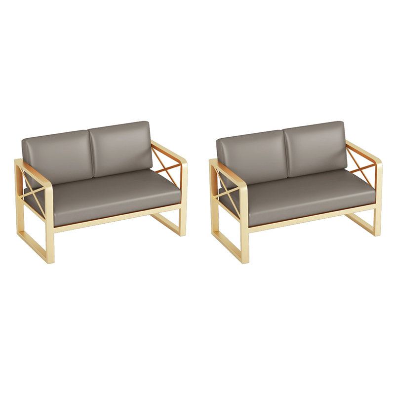 Banc rembourré en similicuir, Grey, Gold