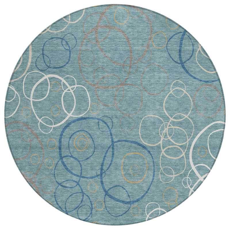 Tapis géométrique intérieur / extérieur lavable à la machine Kugler ACN2408, Rond 8 pi