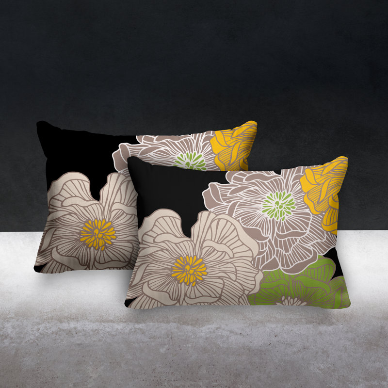 Polyester/Polyester Blend Lumbar Rectangular Indoor/Outdoor Pillow Cover & Insert, Beige