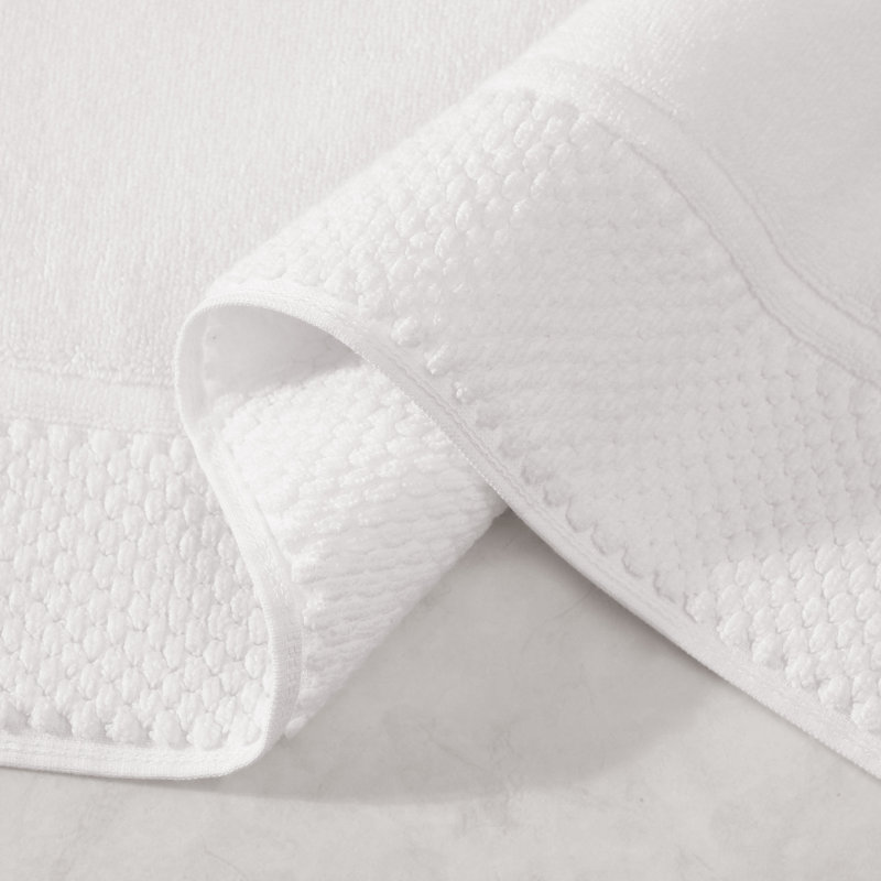 Egyptian Cotton Soft Border Bath Mat, White