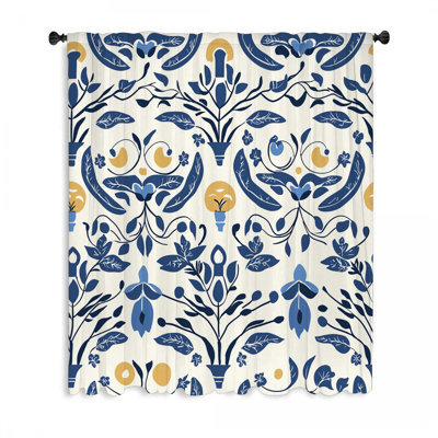 Floral Window Curtains, Botanical Blockout & Sheer Curtains - 1 Panel