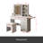 Fashion Vanity Desk With Mirror And Lights For Makeup With Open Shelves And Chair, Vanity Mirror With Lights And Table Set With 3 Color Lighting Brightness Adjustable, 5 Drawers, White Color