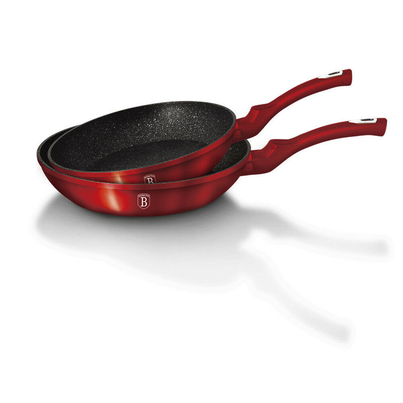 Aluminum Non-Stick Frying Pan Set, Red, 20 cm/24 cm