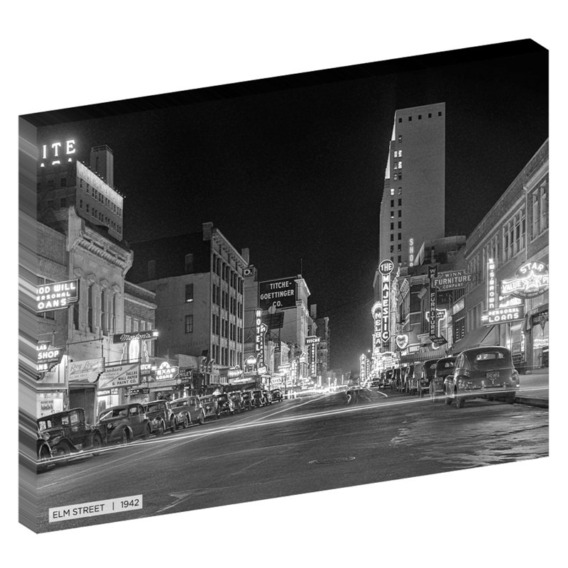 «Elm Street, Historic Dallas», reproduction de photo sur toile tendue, H 30 po x l 40 po x 1,5 po