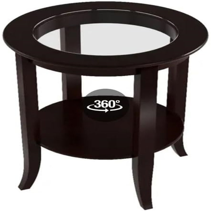 Élégante table de bout en acajou avec plateau et tablette en verre, ajout parfait à la décoration intérieure
