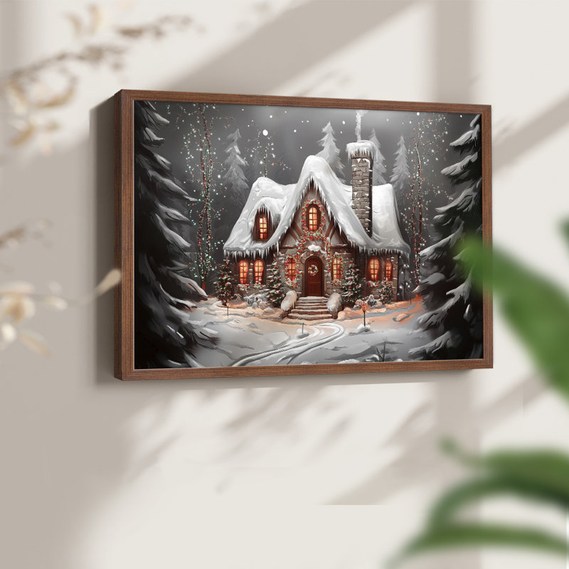 Art de Noël - CMxxxiv - reproduction encadrée - réversible, H 16 po x l 20 po, Noyer