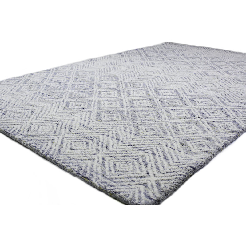 Verona Blue Geometric Wool Tufted 4' x 6' Area Rug
