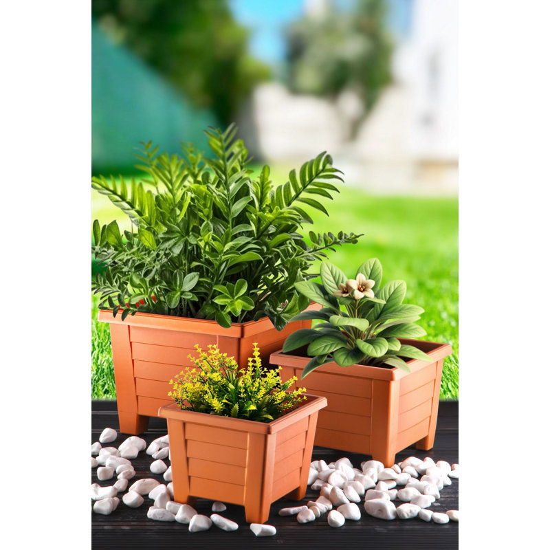 Elegant Brown Plastic Vase Set (3 Pieces), Small 6.3 x 6.3 x 5.5 in, Medium 7.5 x 7.5 x 6.3 in, Large 9.8 x 9.8 x 7.5 in | 100% Durable Plastic, Lightweight & Stylish Decor for Home & Office