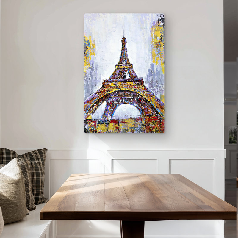 Abstract Paint Splash Eiffel Tower - Metal Print for Home Decor