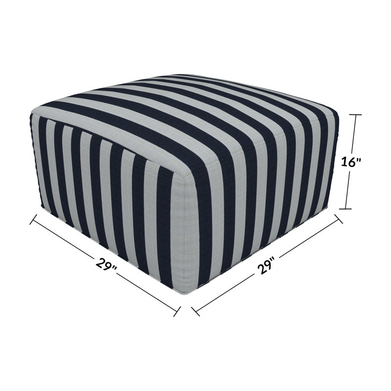 Repose-pieds rembourré Praia Sunbrella, Sunbrella® rayé à brume expressive, H 16 po x l 29 po x P 29 po